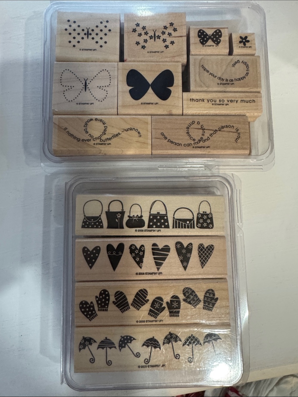 2 sets Stampin' Up! Wood Rubber Stamps